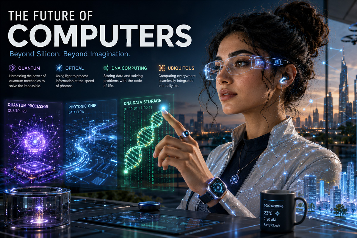 Future computers includes quantum, optical, and DNA computers