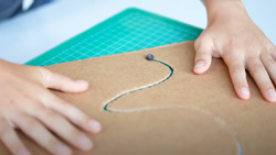 The InvenTABLE cardboard cutting tool for kids