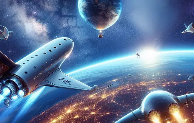 An illustration of future space tourism