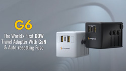 The G6 65W gallium nitride (GaN) travel adapter